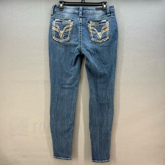 Vigoss Jeans Women's 8 Blue Skinny Embroidered Pockets Preppy Normcore Classic - Picture 3 of 15